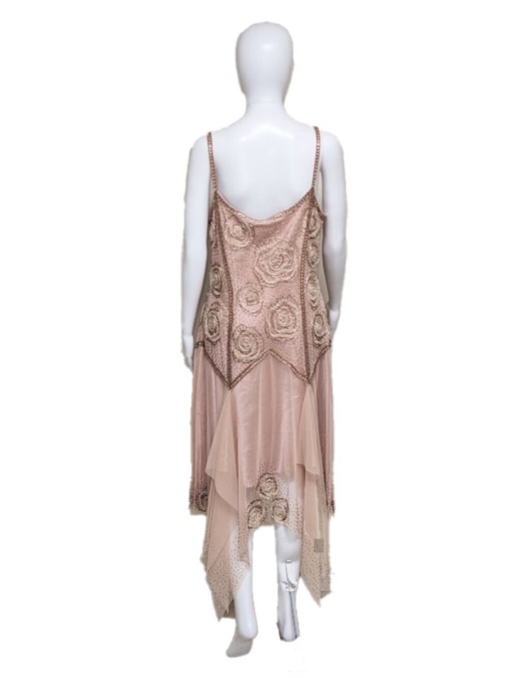 Vint. SUE WONG Nocturne 20s Style Beaded & Embroidered Dress w/ Matching Scarf - Picture 5 of 8